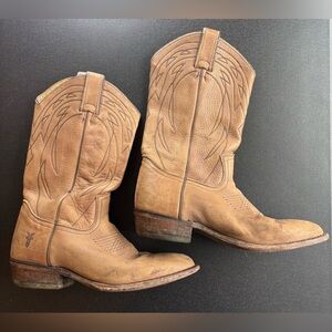 Frye Light Brown Leather Western Heeled Boots
